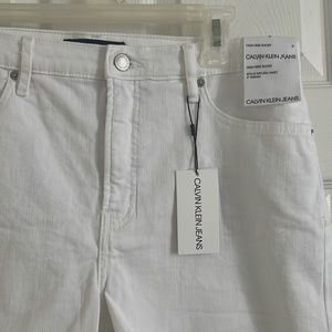 White high rise Calvin Klein shorts